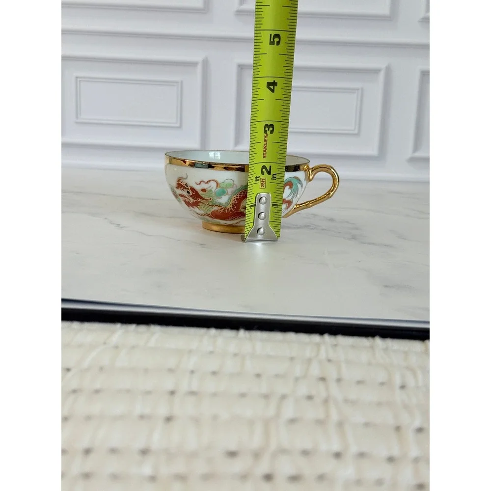 VTG Asian DragonWare and Phoenix 22K Gilded Teacup and Saucer